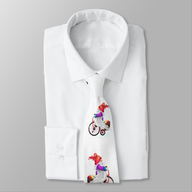 Funny Gnome med Bike and Gifts - God jul Slips (Bunden)