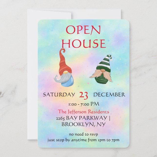 Funny Gnome Party Invitation – Whimsical Cute  Inbjudningar (Baksida)