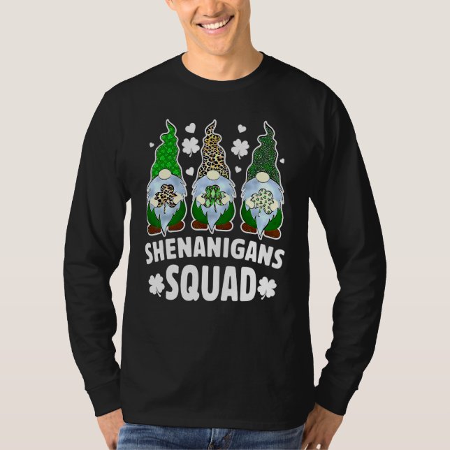 Funny Gnome Shenanigans Squad Shamrock St Patricks T Shirt (Framsida)