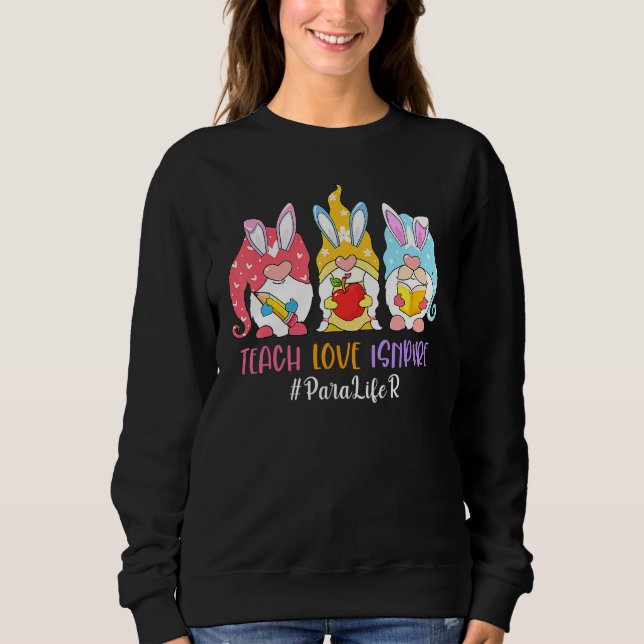 Funny Gnome Teach Kärlek Inspire ParaProfessional  T Shirt (Framsida)