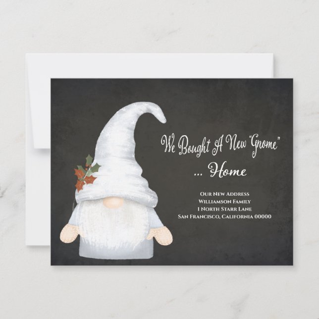 Funny Gnome Vi har flyttat Ny adress Flytta för He Meddelande (Framsida)