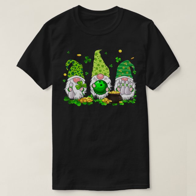 Funny Gnomes Bowling Lover St Patrick's Day  T Shirt (Design framsida)