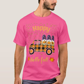 Funny Gnomes Holding Pumpkin Riding Truck Autumn h T Shirt