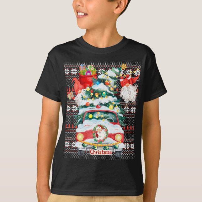 Funny Gnomes Matching Family Group Ugly jul T Shirt (Framsida)