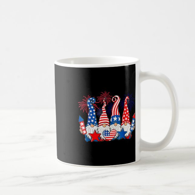 Funny Gnomes Patriotic American Flagga Cute Gnomes Kaffemugg (Höger)