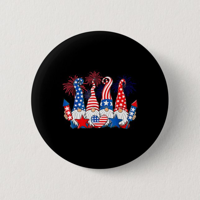 Funny Gnomes Patriotic American Flagga Cute Gnomes Knapp (Framsida)