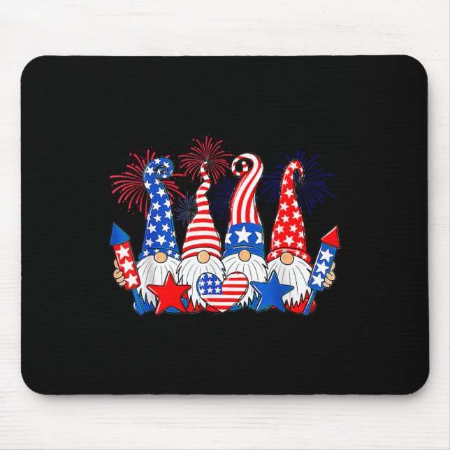 Funny Gnomes Patriotic American Flagga Cute Gnomes Musmatta (Framsidan)