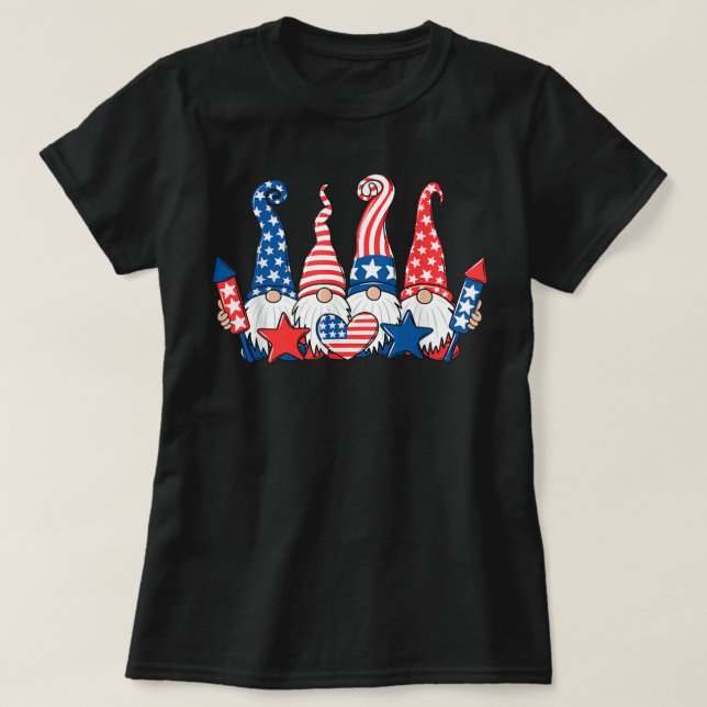 Funny Gnomes Patriotic American Flagga Cute Gnomes T Shirt (Design framsida)