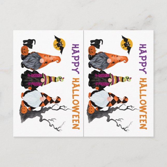Funny Gnomes School Party Halloween Card Vykort (Framsida)