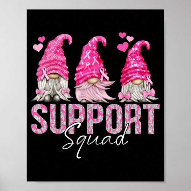 Funny Gnomies Support Squad Breast Cancer Awarenes Poster (Framsidan)