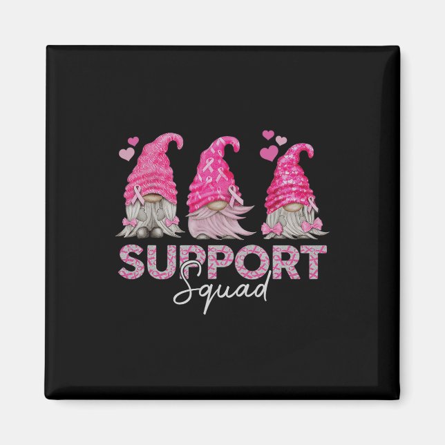 Funny Gnomies Support Squad Breast Cancer Magnet (Framsidan)