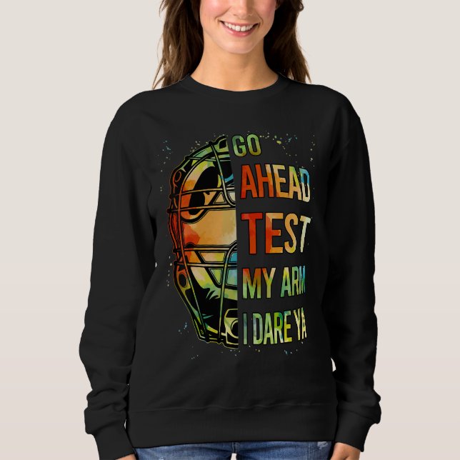 Funny Go Ahead Test My Arm Teen Girl Women Softbal T Shirt (Framsida)