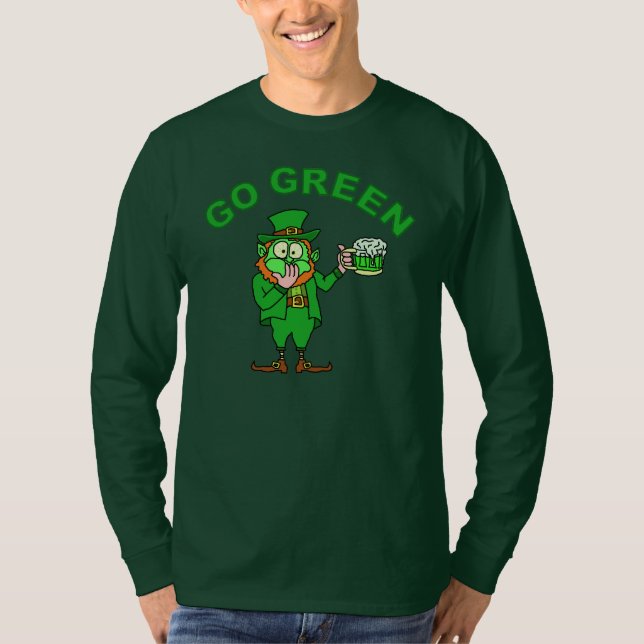 Funny Go Green Leprechaun Beer St patricks day T-shirt (Framsida)