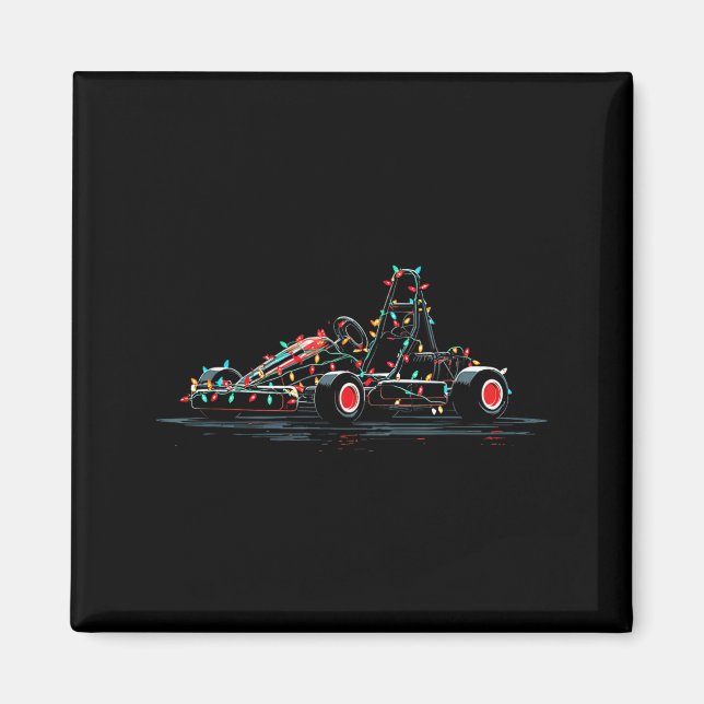 Funny Go Kart Christmas Graphics Lights Lover Kart Magnet (Framsidan)