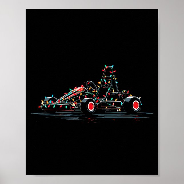 Funny Go Kart Christmas Graphics Lights Lover Kart Poster (Framsidan)