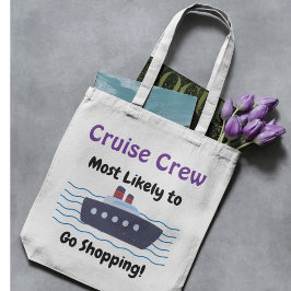 Funny 'Go Shopping' Cruise Blue/ White Personalize Tygkasse