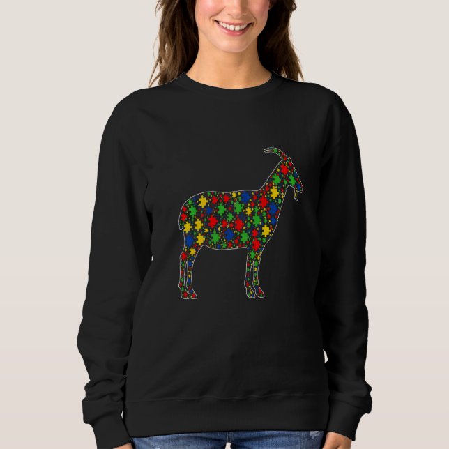 Funny Goat Animals Puzzle Delar Autism Awareness T Shirt (Framsida)