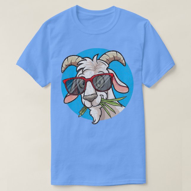 Funny Goat Ansikte med solglasögon T Shirt (Design framsida)