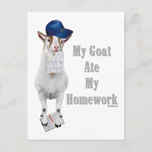 Funny Goat Ate Min hemläxa Vykort