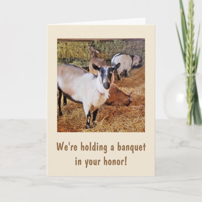 Funny Goat Banquet Birthday Kort (Framsida)