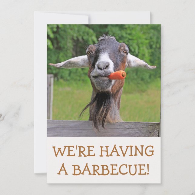 Funny Goat Barbecue Anpassningsbar Inbjudningar (Framsida)