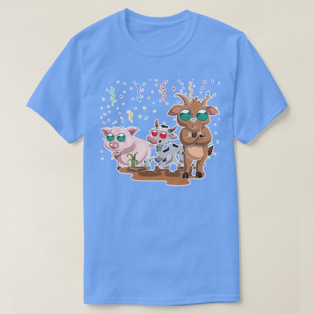 Funny Goat Coola Gris Sunglasses Cow T Shirt (Design framsida)