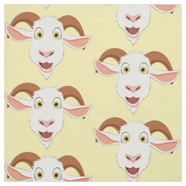 Funny Goat Cute Tecknad Farm Animal Mönster Tyg (Provkarta)