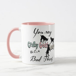 FUNNY GOAT Du säger Crazy Goat Dam SW Pastels Mugg