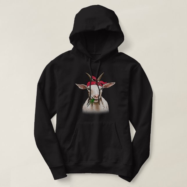 Funny Goat Farming GOAT med bandana lustig tecknin Hoodie (Design framsida)