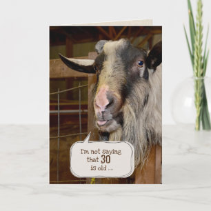 Funny Goat for 30års födelsedag Card Kort
