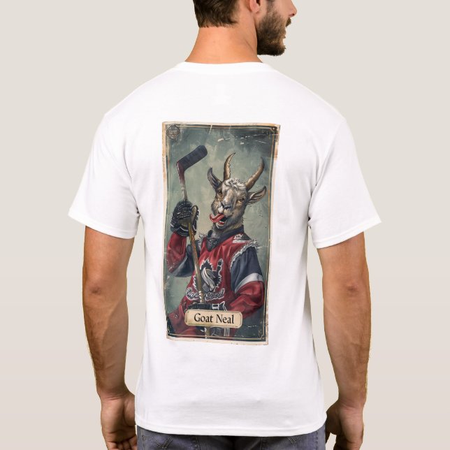 Funny Goat Hockey Player Upper Deck Trafikkort T Shirt (Baksida)