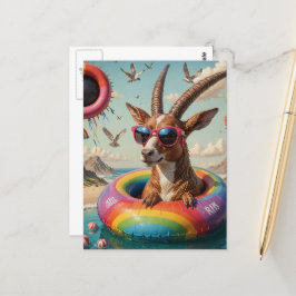 Funny Goat like Critter på en Flutit Resa Vykort