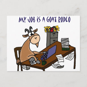 Funny Goat på Desk Goat Rodeo Job Humor Vykort