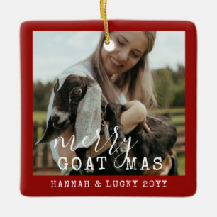 Funny Goat Personlig Photo Farm Pet jul Julgransprydnad Keramik