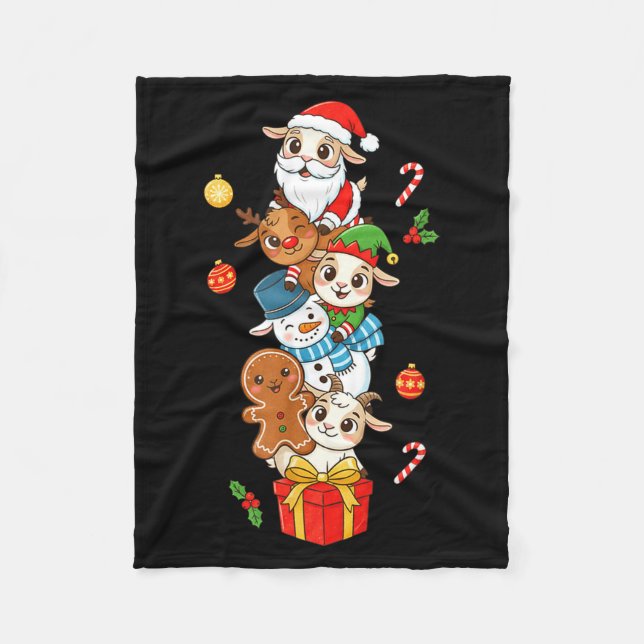 Funny Goat Santa Elf Snowman Christmas Womens Mens Fleecefilt (Framsidan)