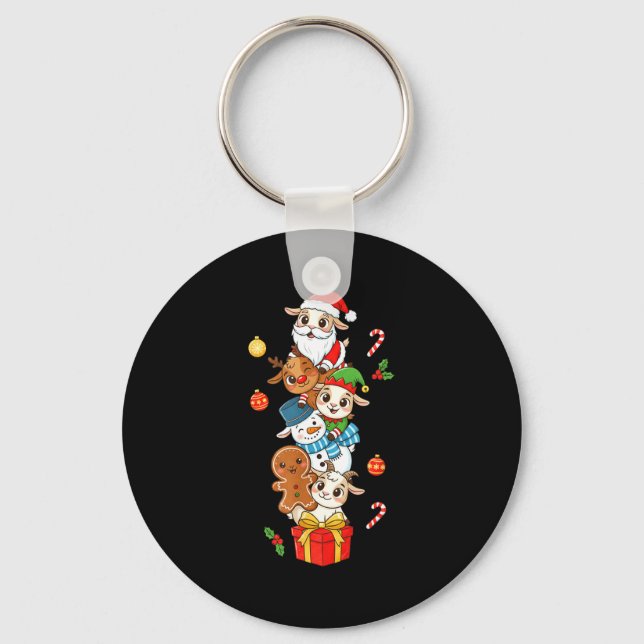 Funny Goat Santa Elf Snowman Christmas Womens Mens Nyckelring (Framsida)