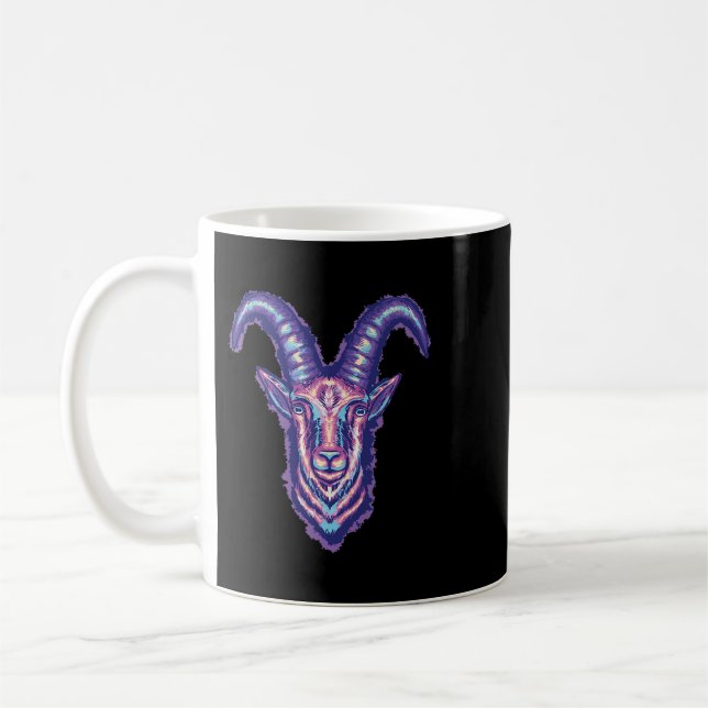 Funny Goat teckning horns skrämmande kräk Kaffemugg (Vänster)