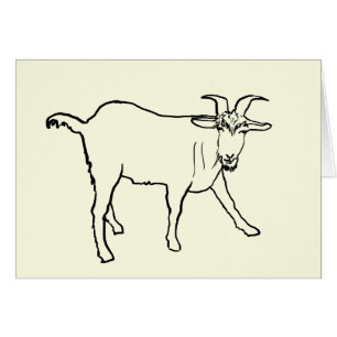 Funny Goat Teckning Quirky Tecknad Farm Animal Art Hälsningskort