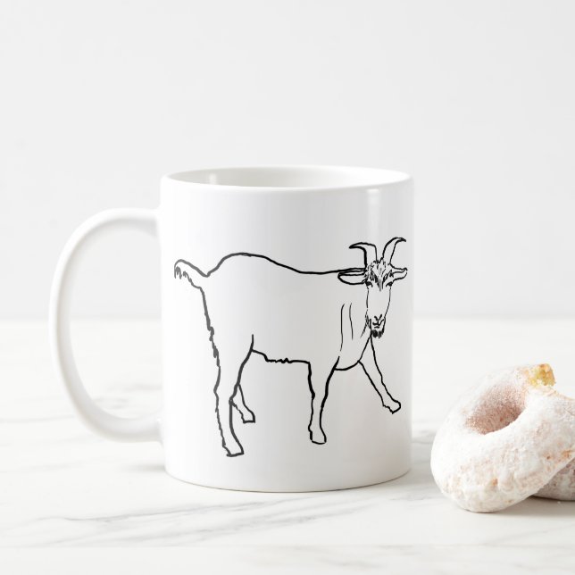 Funny Goat Teckning Quirky Tecknad Farm Animal Art Kaffemugg (Med munk)