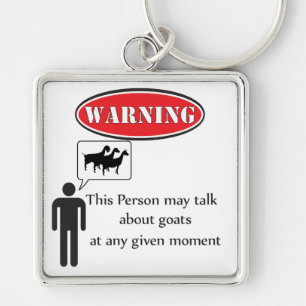 Funny Goat Warning Fyrkantig Silverfärgad Nyckelring