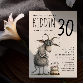 Funny Goat Whimsical Vuxen Birthday Inbjudningar