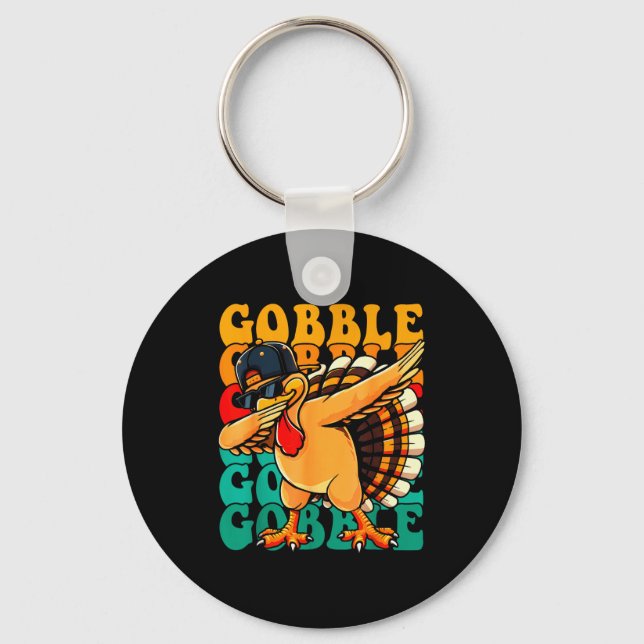 Funny Gobble Gobble Turkey Day Happy Thanksgiving  Nyckelring (Framsida)