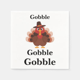Funny Gobble Thanksgiving Cute Minimalistic Turkey Pappersservett