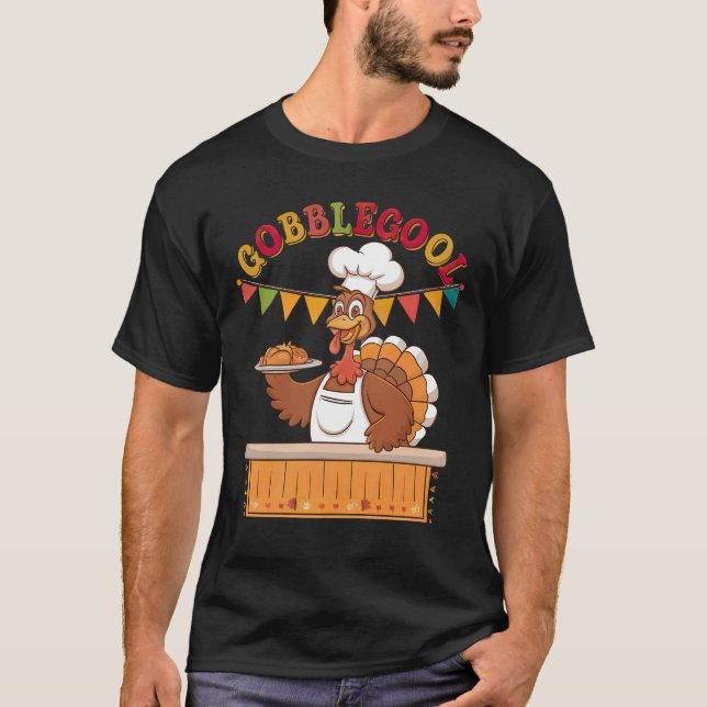 Funny Gobblegool Turkiet Chef Thanksgiving Festive T Shirt (Framsida)