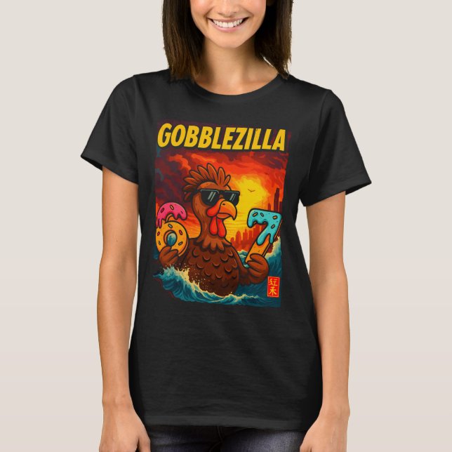 Funny Gobblezilla Meme Thanksgiving And 6-7 Christ T Shirt (Framsida)