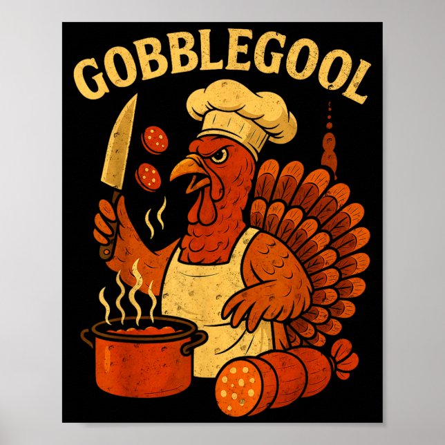 Funny Gobbol Italian Gobble Turkey Day Fall Thanks Poster (Framsidan)
