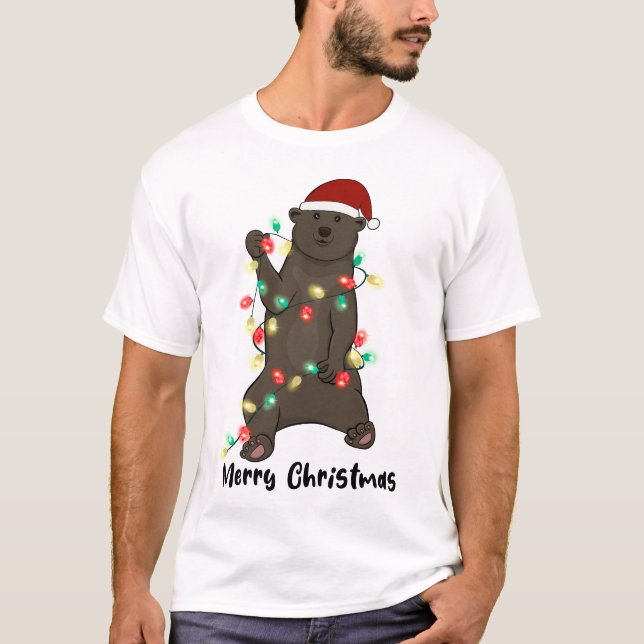 Funny God jul Bear T Shirt (Framsida)