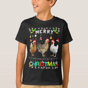 Funny God jul Chicken Santa Hat Ljus Xma T Shirt