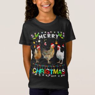 Funny God jul Chicken Santa Hat Ljus Xma T Shirt