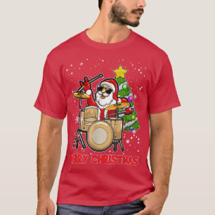 Funny God jul Drum och Santa Drummer Älskare T Shirt